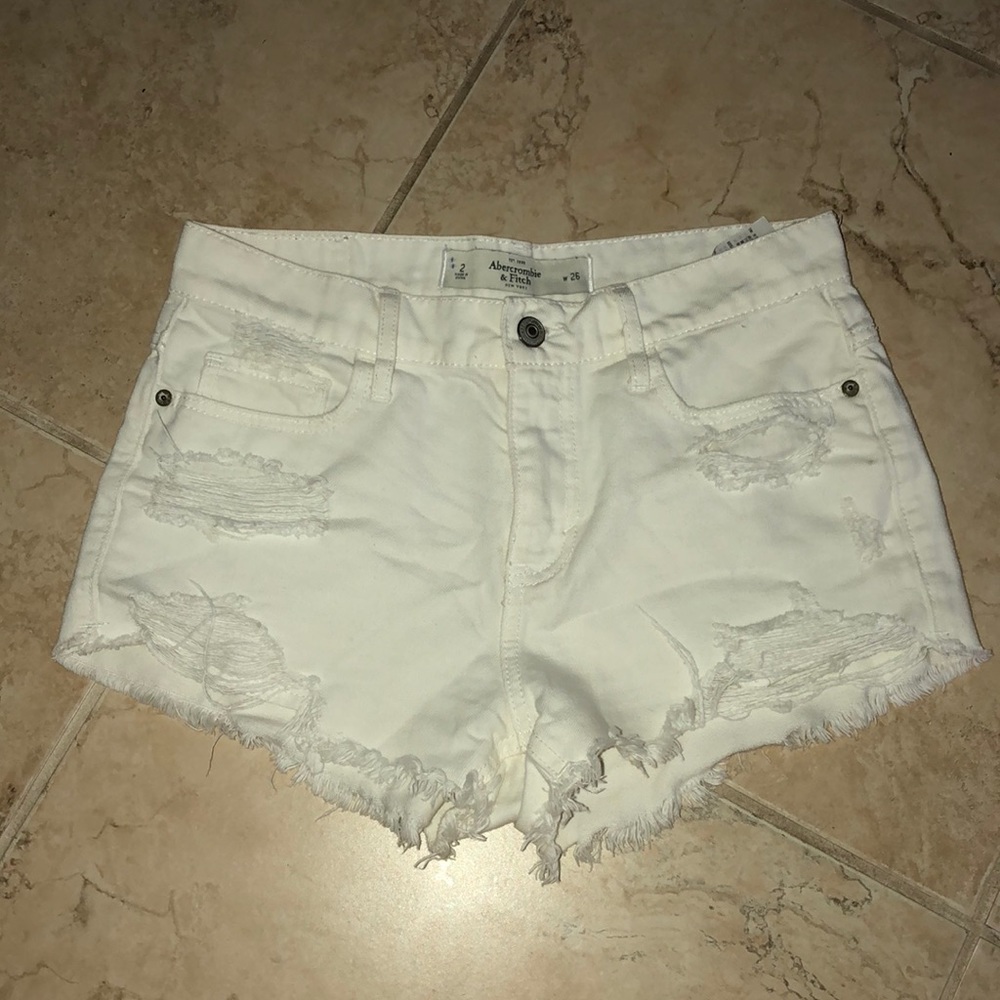 Abercrombie & Fitch white denim shorts